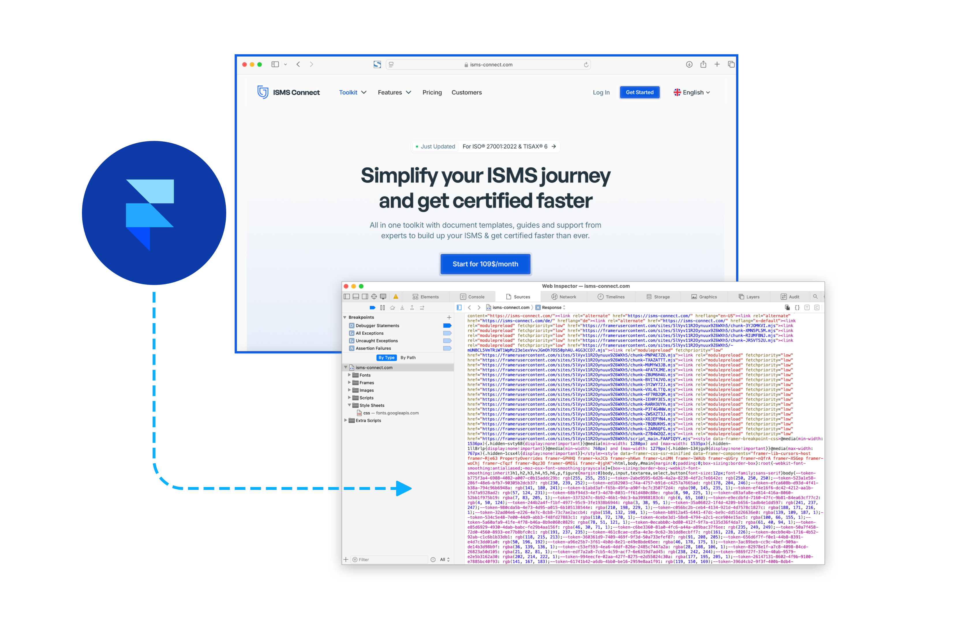 Framer plugin generated HTML code comparison