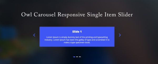 Owl carousel responsive single item slider