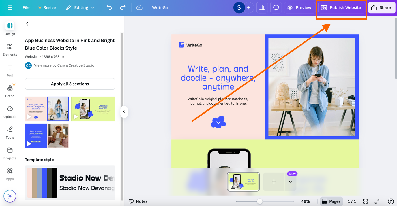 Save Your Canva Design as a Website