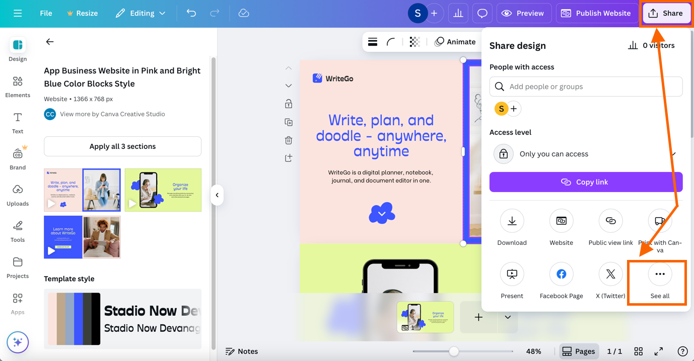 Share Your Design Using Canva Features