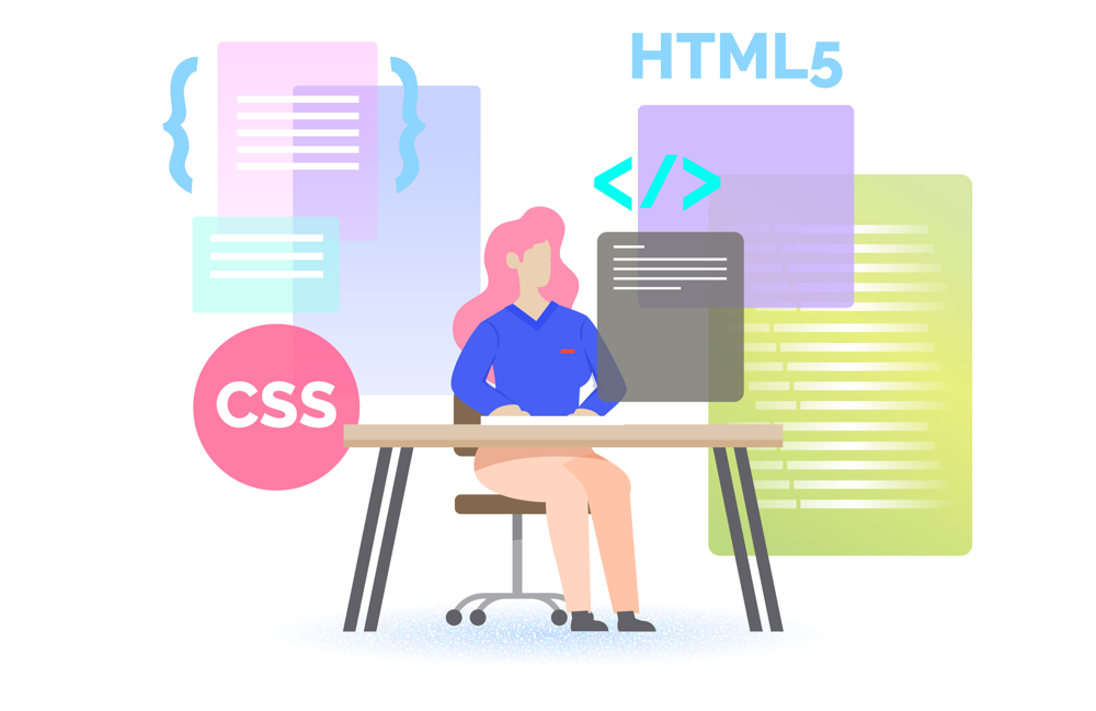 Professional web developer coding responsive B2B site